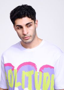 Solitude Printed Mens White Oversized T-Shirt