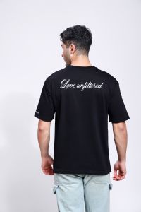 Love Unfiltered Printed Mens Black Oversized T-Shirt