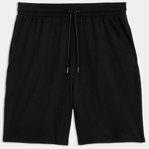 Mens Black Cotton Lounge Shorts