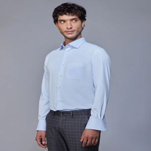 Mens Sky Blue Cotton Linen Shirt