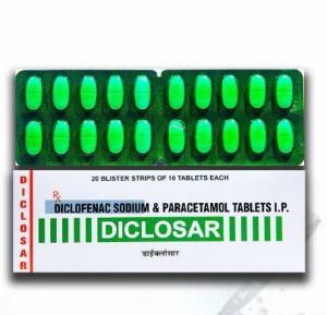 Green Diclosar Diclofenac Sodium and Paracetamol Tablets