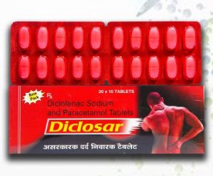 Red Diclosar Diclofenac Sodium Paracetamol Tablets