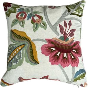 Floral Embroidered Cushion Cover
