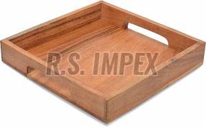 Brown Square Wooden Tray
