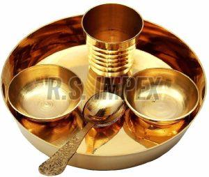 Round Laddu Gopal Brass Bhog Thali Set