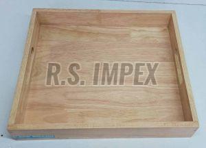 Square Glossy Natural Wooden Tray