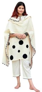 Women\'s Cotton Embroidered Floral Patchwork Kurti with Pant and Dupatta Set