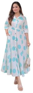 Women\'s Cotton Floral Printed 3/4 Quarter Sleeve A-Line Printed Kurti