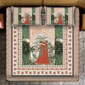 Garden Arch Red Robe Heritage Print Soft Weave Royal Legacy Bedsheet