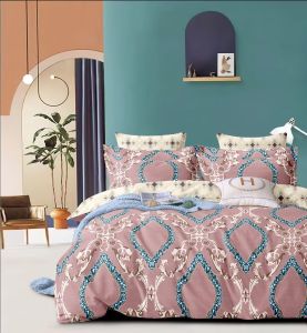 Pink Blue Ornate Teal Arch Accent Soft Layer Comforter