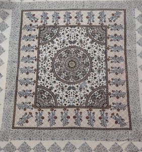Traditional Circular Floral Print Cotton Bed Sheet