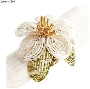 Handmade Beaded Flower Napkin Ring