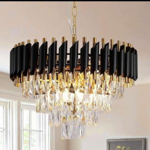 Modern Black Gold Crystal Chandelier