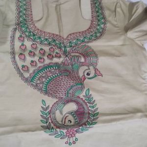 Customized Ladies Suit Handmade Madhubani Painting