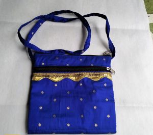 Navy Blue Cotton Hand Bag