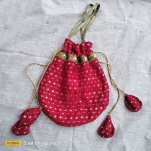 Red Embroidered Potli Bag
