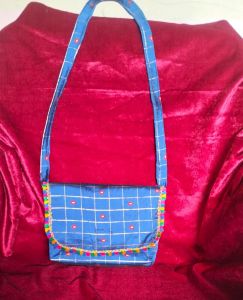 Sky Blue Embroidered Hand Bag