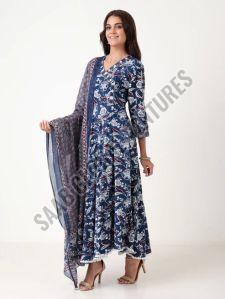 Blue Leaf Whisper Anarkali Suit