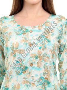 Aqua Gold Blossom Kurti