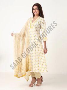 Lemon Grid Anarkali Suit
