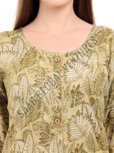 Moss Green Botanical a-line Kurti