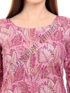 Mystic Plum Leaf Rayon Kurti