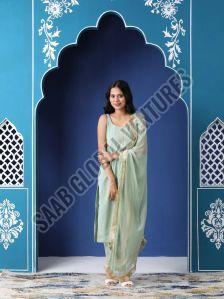 Seafoam Elegance Gota Patti Suit