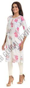 White Blossom Cotton Kurti