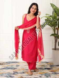 Crimson Luxe Silk Suit