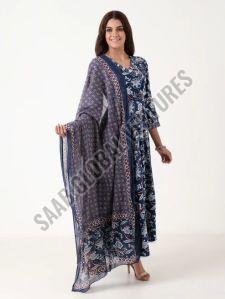 Blue Leaf Whisper Anarkali Suit