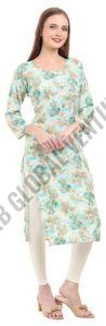 Aqua Gold Blossom Kurti