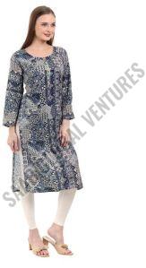 Blue &AMP; Gold Elegance Printed Kurti