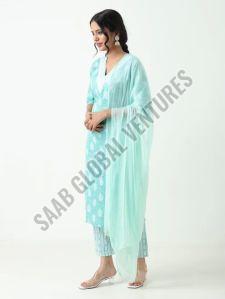Cotton Calm Sky Blue Suit