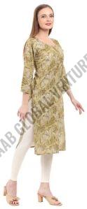 Moss Green Botanical a-line Kurti