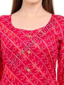 Red Heritage Bandhani Kurti