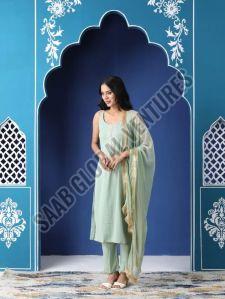Seafoam Elegance Gota Patti Suit
