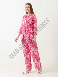 Women Rose White Co Ord Set