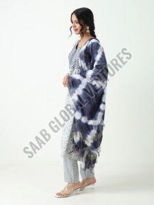 White Whisper Printed Cotton Floral Suit