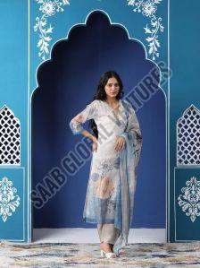 Blue Blossom Thread Work Suit