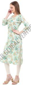 Aqua Gold Blossom Kurti