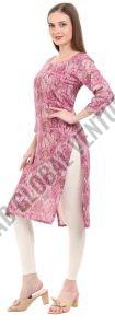 Mystic Plum Leaf Rayon Kurti