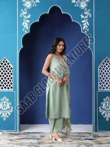 Seafoam Elegance Gota Patti Suit