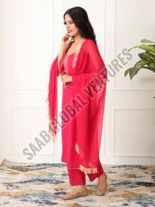 Crimson Luxe Silk Suit