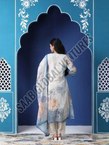 Blue Blossom Thread Work Suit