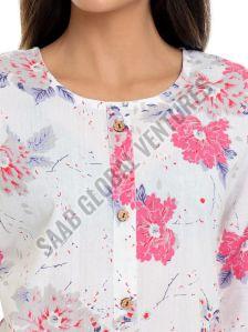 White Blossom Cotton Kurti
