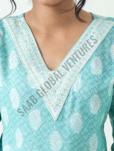 Cotton Calm Sky Blue Suit
