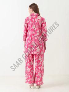 Women Rose White Co Ord Set
