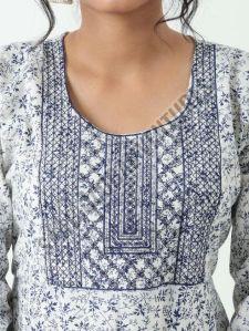 White Whisper Printed Cotton Floral Suit
