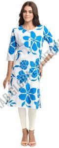 Blue Blossom Essence Pure Cotton Kurti
