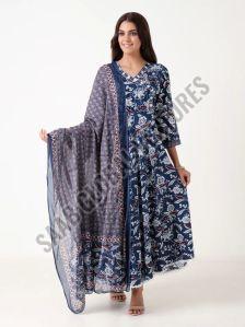 Blue Leaf Whisper Anarkali Suit